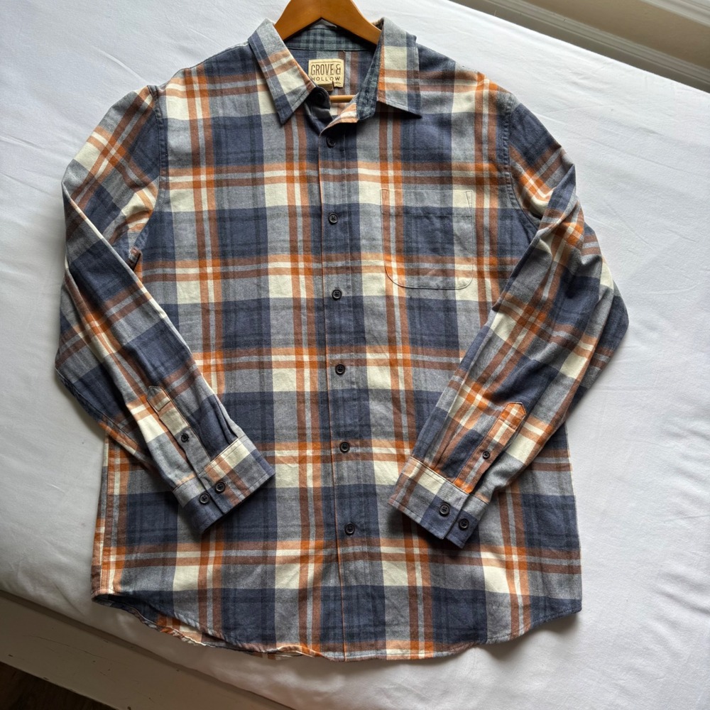 Grove & Hollow Mens XL Flannel Shirt Plaid Long Sleeve Button Down Fall‎ Holiday